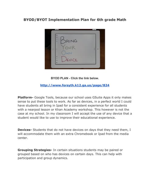 BYOD Implementation Plan Stieve
