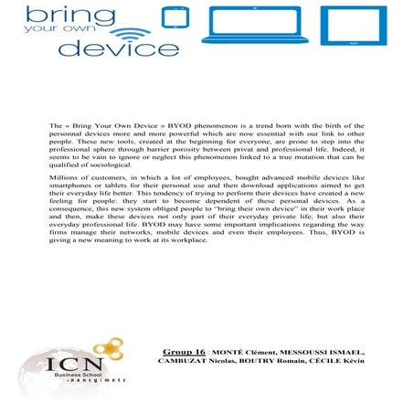 Byod (Bring your own device) in the professional world