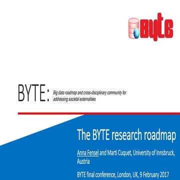 Big data impact on society: a research roadmap for Europe (BYTE project resea...