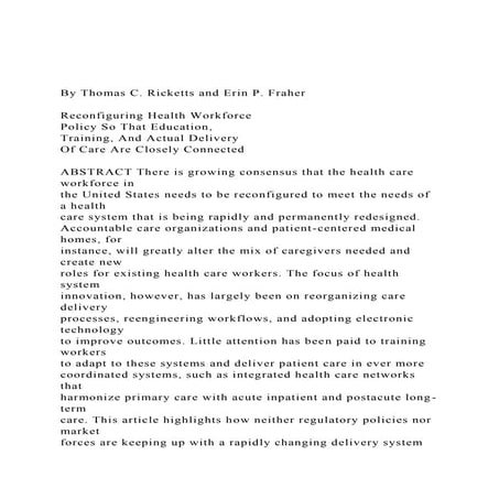 By Thomas C. Ricketts and Erin P. FraherReconfiguring Heal.docx