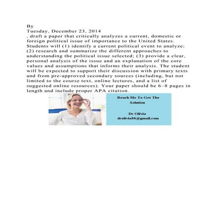 By Tuesday, December 23, 2014, draft a paper that critically ana.docx