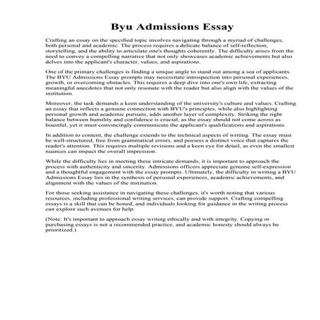 Byu Admissions Essay