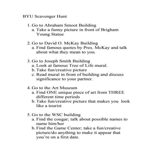 Byu scavenger hunt