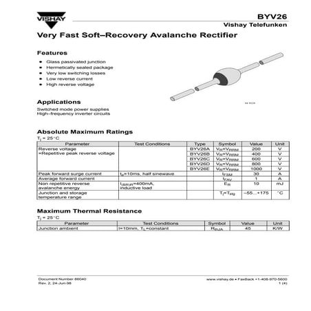 Original  Diode & Rectifier IC BYV26 V26 26 New Vishay Semiconductors
