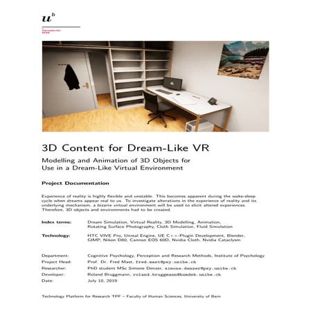 3D Content for Dream-like VR