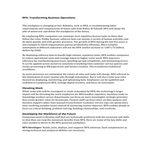 RPA: Transforming Business Operations Everywhere