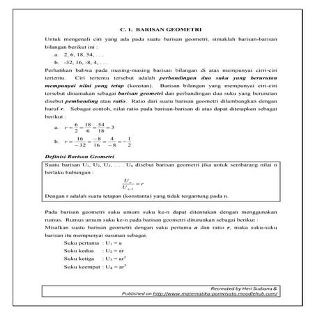 C. 1. barisan geometri