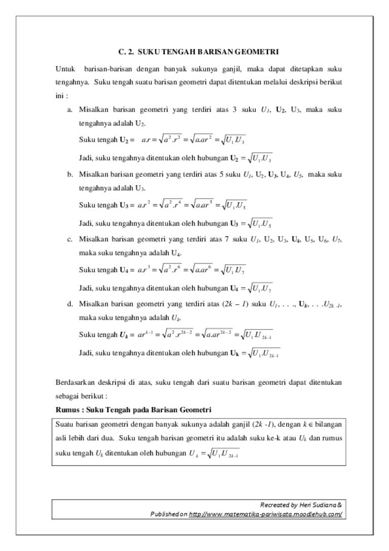C 2 Suku Tengah Pada Barisan Geometri