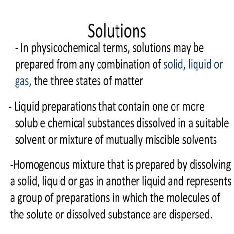 Pharmaceuticals Solutions dosage form