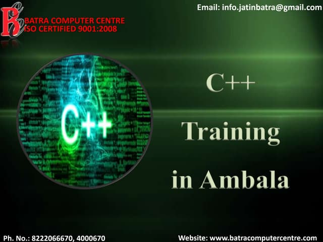 C++ Training Institute in Ambala ! Batra Computer Centre
