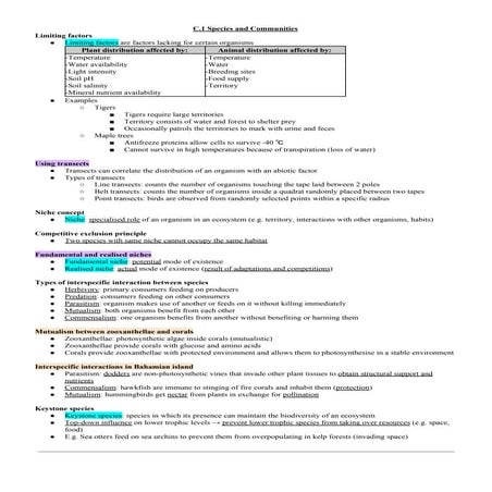 C.1-C.6 Ecology and Conservation Notes