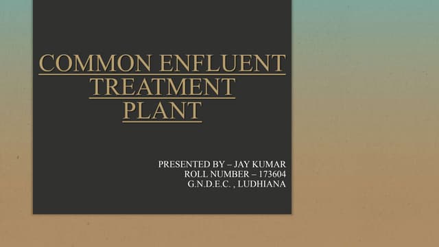 common effluent treatment plant