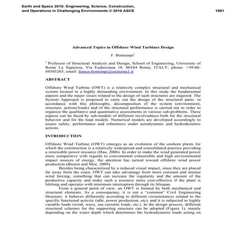 1 - Advance in Design in Offshore Wind Turbines | PDF