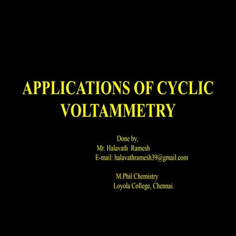 Cyclic Voltammetry  Application 