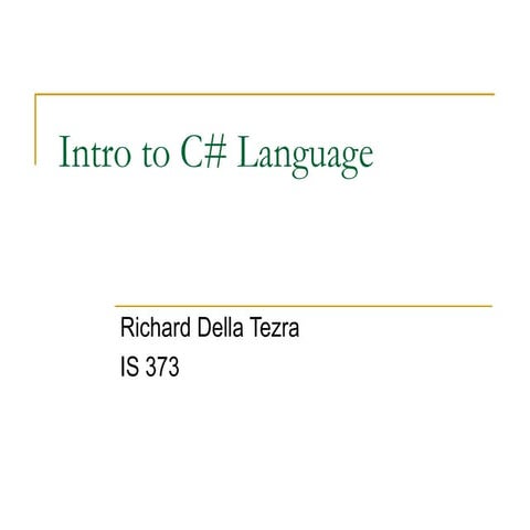 C#.ppt | Programming Languages | Computing