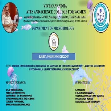 Marine extremophilies, mechanism of survival at extreme environment -Adaptive...