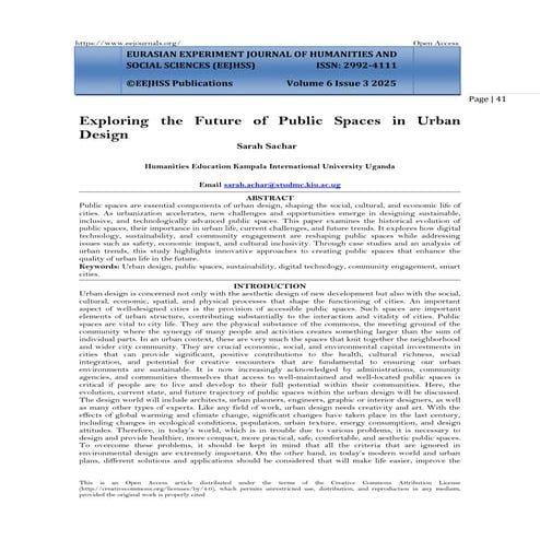 Exploring the Future of Public Spaces in Urban Design (www.kiu.ac.ug) | PDF