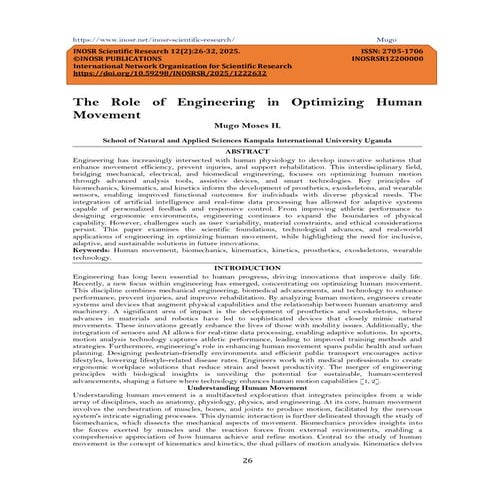 The Role of Engineering in Optimizing Human Movement (www.kiu.ac.ug) | PDF