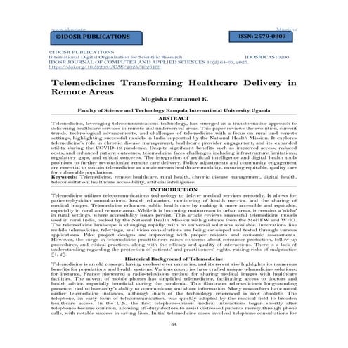 Telemedicine: Transforming Healthcare Delivery in  Remote Areas (www.kiu.ac.ug)