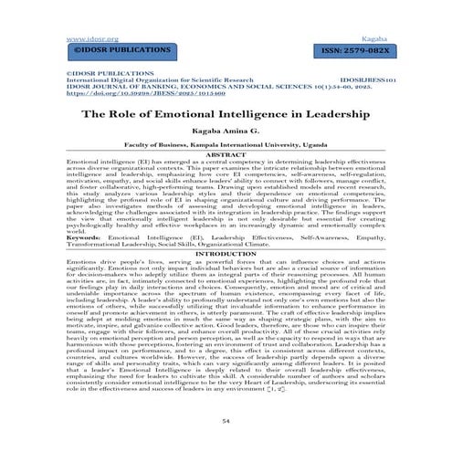 The Role of Emotional Intelligence in Leadership (www.kiu.ac.ug) | PDF