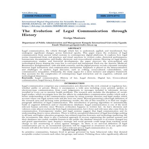 The Evolution of Legal Communication through History (www.kiu.ac.ug) | PDF