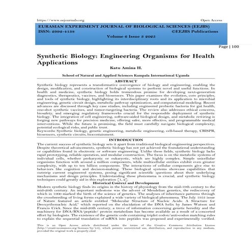 Synthetic Biology: Engineering Organisms for Health  Applications (www.kiu.ac...