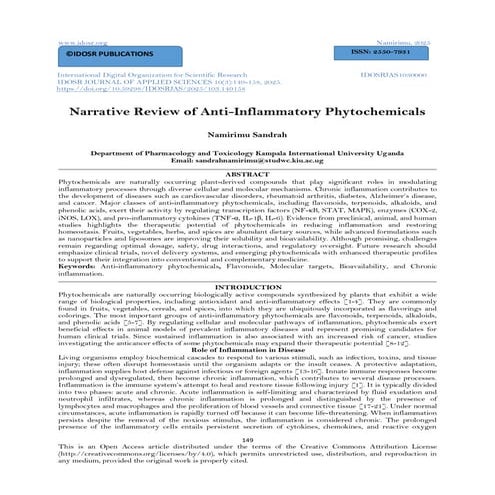 Narrative Review of Anti-Inflammatory Phytochemicals (www.kiu.ac.ug)