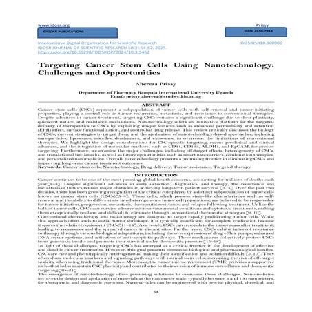 Targeting Cancer Stem Cells Using Nanotechnology: Challenges and ...