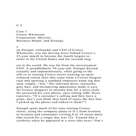 C-2Case 1Costco Wholesale Corporation Mission, Busi.docx