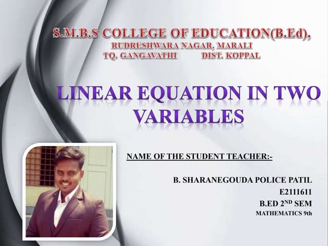 linear equation in two variables | PPT