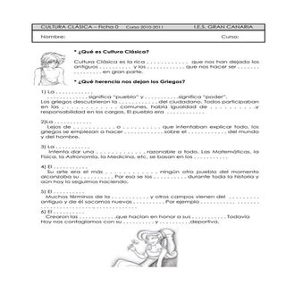 Cuestionario. ¿Qué es Cultura Clásica?