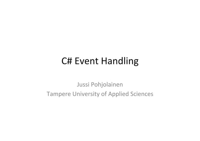 C# Delegates and Event Handling