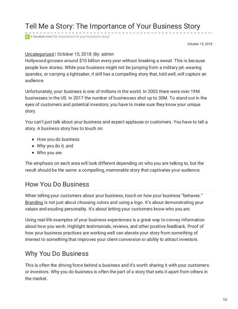 Tell Me A Story The Importance Of Your Business Story