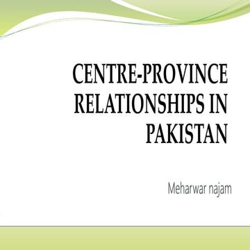 center-province relationships in Pakistan 