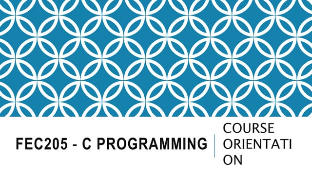 C programming orientation