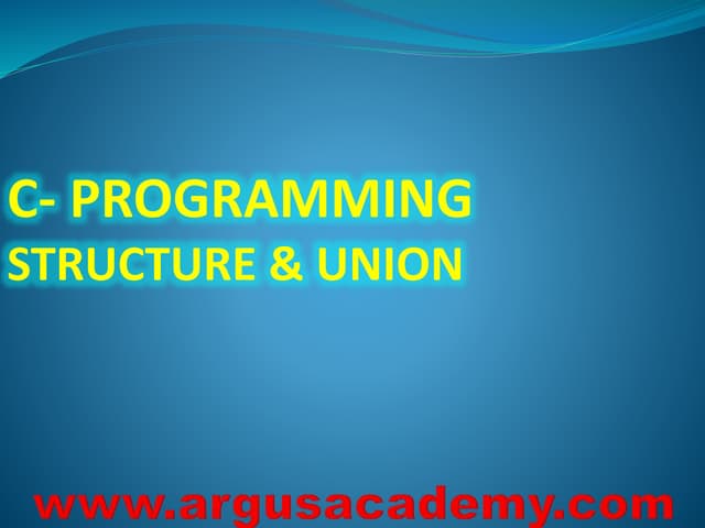 C programming structure & pointer | PPSX | Programming Languages ...