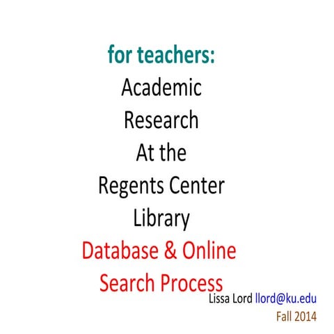For Teachers: Academic Research