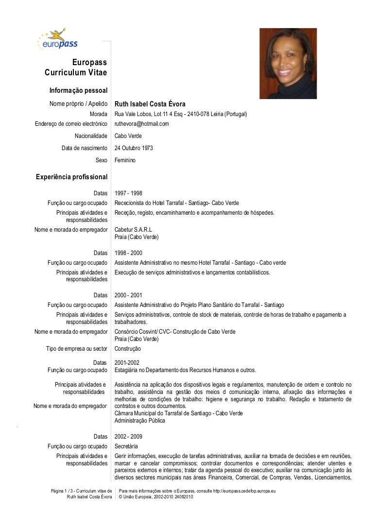 curriculum vitae exemplos