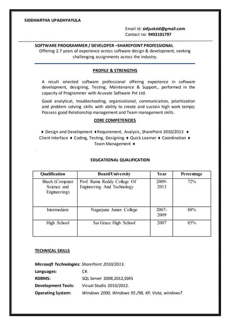 Siddhartha resume (Update)