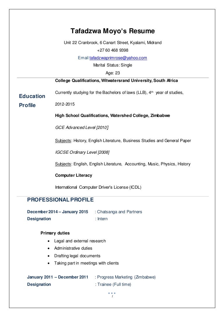 How to write a cv in zimbabwe picture