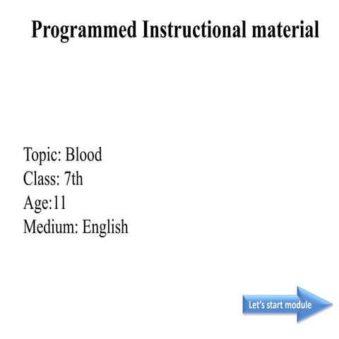 Programed instructional material: Blood