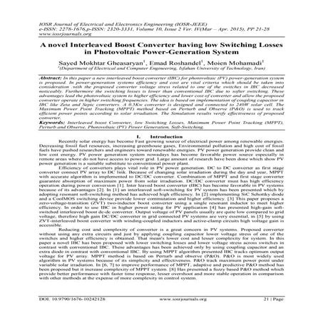 A Simplified Design and Modeling of Boost Converter for Photovoltaic ...