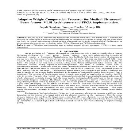 Adaptive Weight Computation Processor for Medical Ultrasound Beam former: VLS...