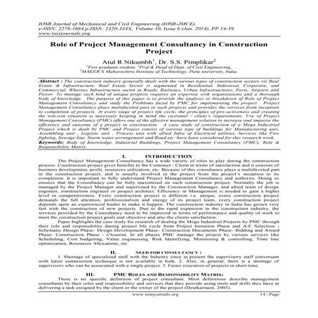 Role of Project Management Consultancy in Construction Project