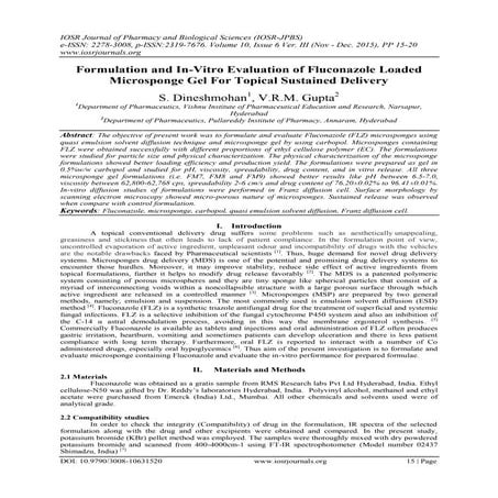 Formulation and In-Vitro Evaluation of Fluconazole Loaded Microsponge ...