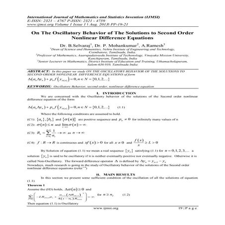 International Journal of Mathematics and Statistics Invention (IJMSI)