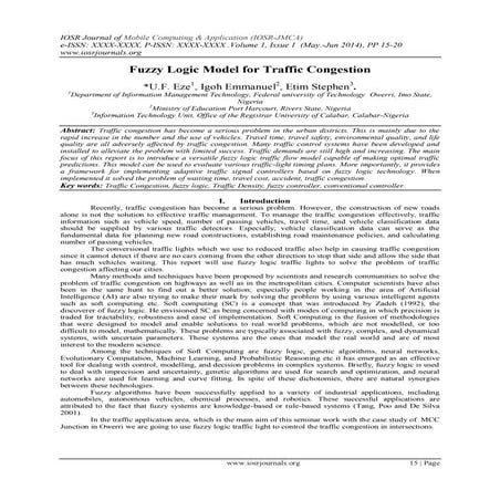 Fuzzy Logic Model for Traffic Congestion