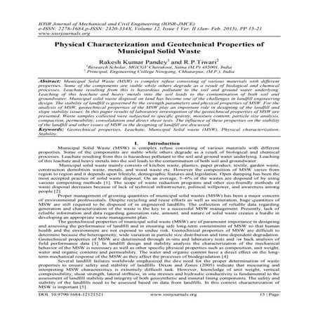 Physical Characterization and Geotechnical Properties of Municipal Solid Waste