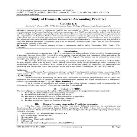 Study of Human Resource Accounting Practices