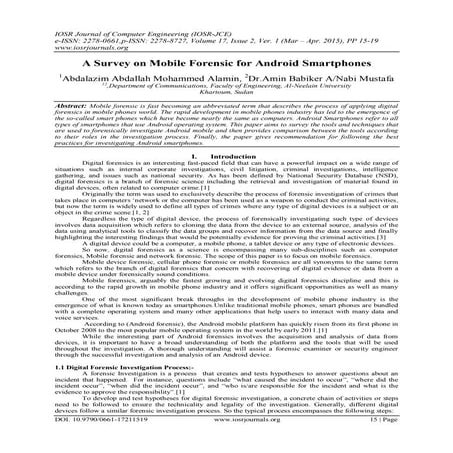 A Survey on Mobile Forensic for Android Smartphones